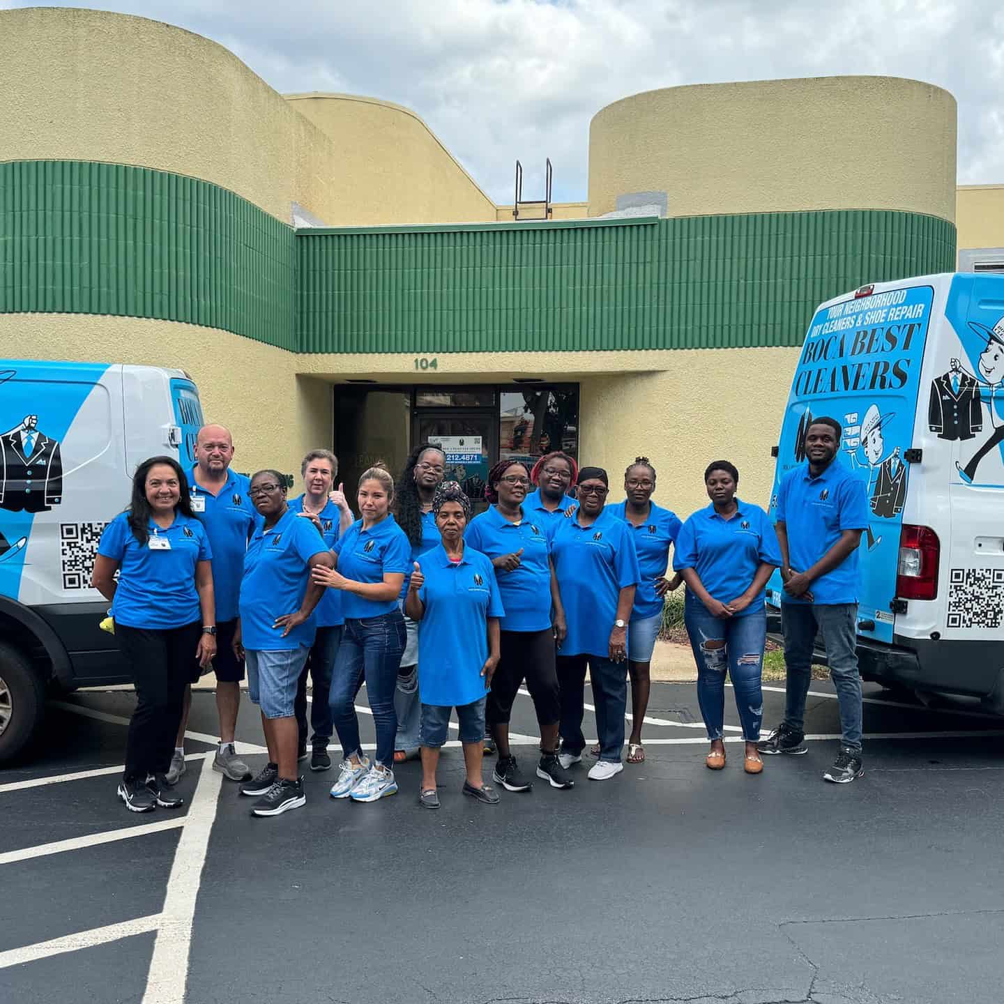 Boca Best Cleaners garment-care team at the Deerfield Beach plant