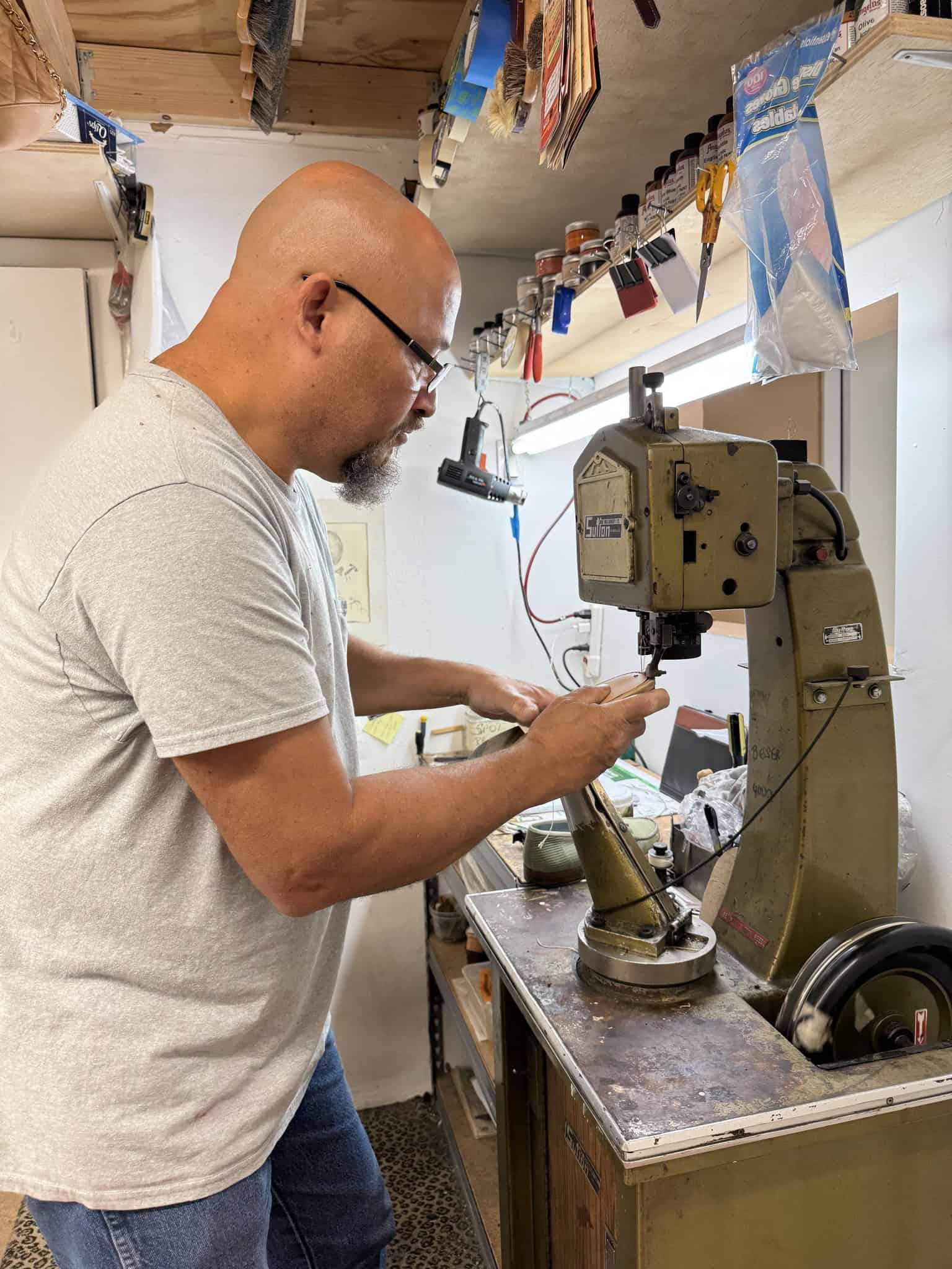 Shoe repair work at Boca Best Cleaners